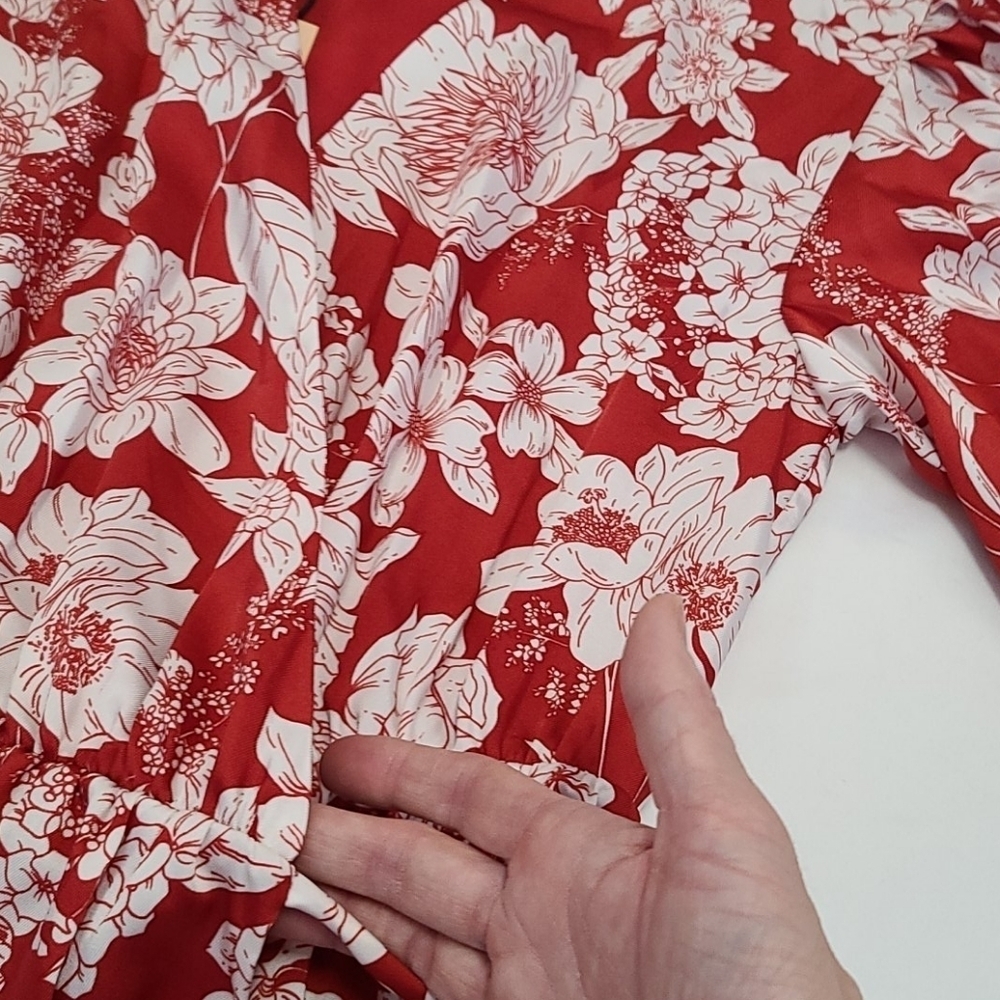 NWT Rebecca Minkoff Red Floral Wrap Dress … - Picture 7 of 16